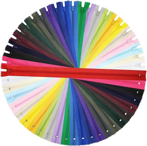 DOITEM 40cm Nylon-Reißverschlüsse zum Nähen und Basteln | 24 Farben 48 Stück Reißverschlüsse (Mehrfarbig, 40cm)