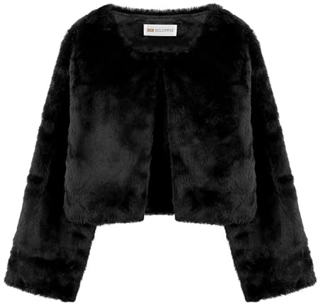 Bolerose niñas Cómodo Piel sintética Niños niñas Bolero Capa Hombros Chaqueta Abrigo (Negro, 7-8 Años)