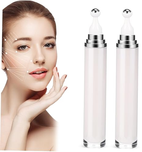 FRCOLOR 2pcs Eye Cream Container Roll-on Bottle Empty Rollerball Bottles Cream Travel Container Cosmetics Oil Tubes Empty Roller Bottles Refillable Eye Tube White