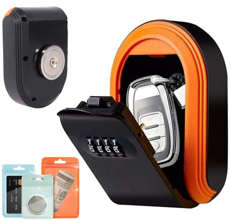 Llavero magnético con cerradura de combinación de 4 dígitos para debajo del coche, caja magnética con imán fuerte para interiores, viajes al aire libre, funda de repuesto oculta debajo del coche (1