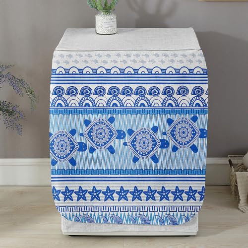 Highdi Housse de Protection pour Machine à Laver - Chargement Frontal Housse La Poussière avec Ouverture Frontale pour Linge Domestique (Capacité S 6~7.5KG,Tortues de mer 2)