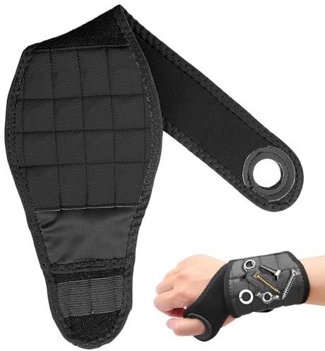 Walopola Magnetisches Armband für Werkzeuge, starke Magnete, Armband mit Daumenschlaufe, Handwerker-Werkzeuge, Elektriker-Handgelenkband, Handgelenkstütze für Elektriker