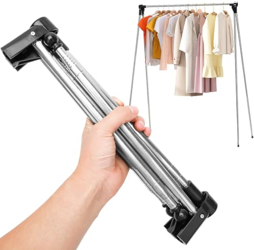 DASIAUTOEM Kleiderständer Klappbar Tragbarer, Ausziehbarer Kleiderstänge, Klein Verstellbarer Reise-Kleiderständer, Faltbarer Wäschereck, Leicht Clothes Rack für Reisen, Tanz, Camping, Wandern