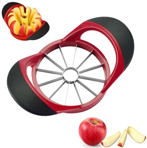 Apple Corer and Slicer Stainless Steel Fruit Cutter for Fruits, Vegetables Ergonomic Rubber Grip Handle with 12 Sharp Blades for Cutting Slicing Kitchen Tool