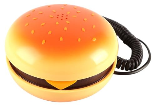 Tiardey novità Carino Imitazione Hamburger Telefono Fisso Creativo Cartone Animato Hamburger Telefono Mini Ufficio Telefono di Casa con Cavo con Piedini Antiscivolo per Uso Decorativo