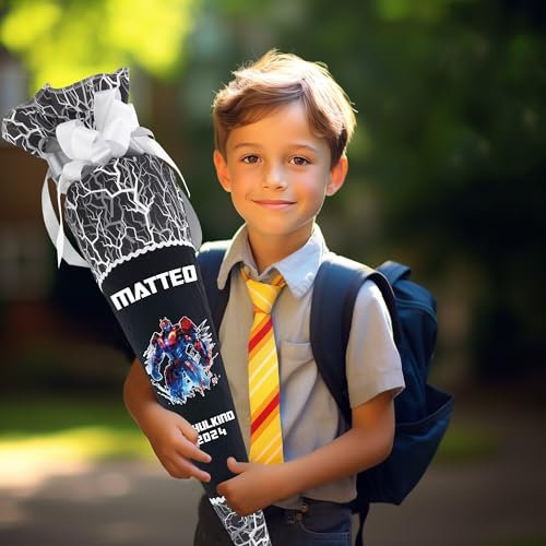 Generisch Schultüte 70 cm passend zum Schulranzen Ergo Cubo Super ReflektBär für Jungen zum Schulanfang