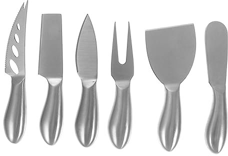 Cabilock Set de 6 Couteaux à Fromage en Acier Inoxydable Poignée Creuse Ustensiles Cuisine Coupe-Fromage Compact Facile à Nettoyer Maison