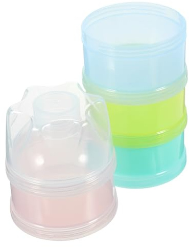 BIUDECO Lagiger Milchpulver Portionierer Lebensmittelechtem PP Stapelbare Aufbewahrungsbox mit Fächern für Babynahrung und Snacks für Unterwegs und Sichere Milchpulver Zufällige Farbe