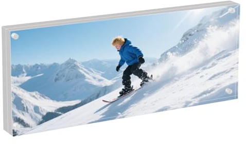 VVEASIER 4×10 Acrylic Picture Frame for 4x9 Business License Certificate，Panoramic Photo Frame ,mini instant photo frame for Tabletop,Thick Magnetic Double Sided Free-Standing Transparent Picture Frame. (Transparent, 4X10)