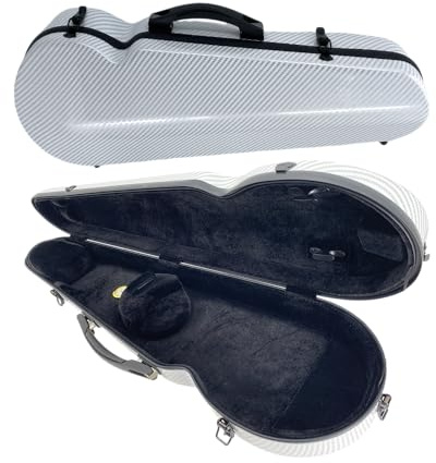 Conboxus Estuche de violín compuesto de carbono 4/4, carcasa rígida de viaje, acolchado de suspensión, correas de mochila, construcción ultraligera, protección, impermeable, duradero (blanco)