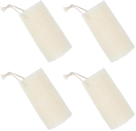 Mobestech Esponja Natural Beige y Eliminación de Células Muertas 4 Esponjas Exfoliantes de Lufa para Exfoliación Corporal Delicada para Baño y Ducha