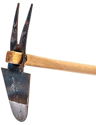 Valoak Zappa Tonda Bidente da Giardinaggio | Manico in Legno di Faggio da 110 cm | Lama in Acciaio da 14x9,5 cm | Bidente da 18x6,5 cm | Made in Italy
