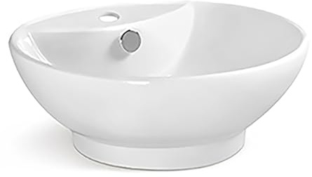 Lavandino da Bagno in Ceramica, Lavabo da Appoggio Rotondo, Stili Multipli, Lavandini da Bagno con Finitura Premium, Design Moderno per Casa e Hotel(Style 1)
