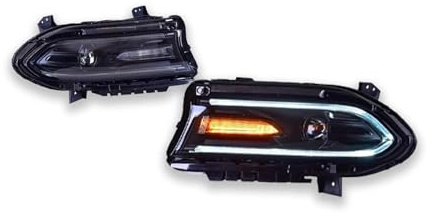 OIJJSNX Conjunto Faros Aelanteros Para Dodge Para Charger 2015-2019 Faro LED Proyector Cabeza Lámpara Luz De Circulación Diurna Faros Delanteros