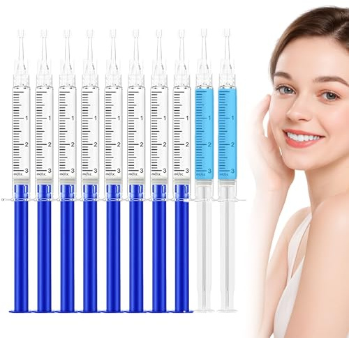 10 Pcs Teeth Whitening Gel Refills, 8 Whitening Gels & 2 Soothing Gels