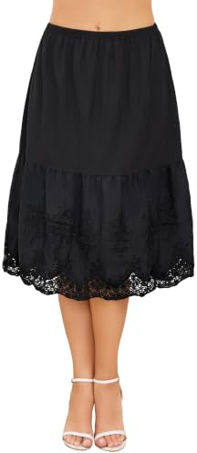 Sopesil Enaguas Largas para Mujer algodón Combinación para Vestidos Línea A Falda Lencería Ropa Interior con Bordado de Encaje