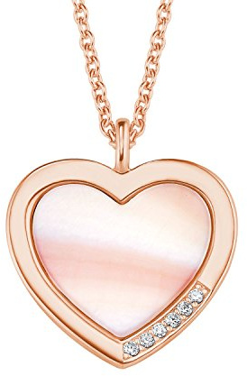 s.Oliver Damen Kette 42+3cm mit Anhänger Herz 925 Sterling Silber Perlmutt