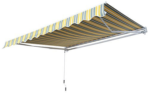 Outsunny - Tenda da Sole con Braccia articolate, Protezione Solare, manovella per Balcone, Alluminio, Giallo + Grigio, 2,95 x 2,5 m