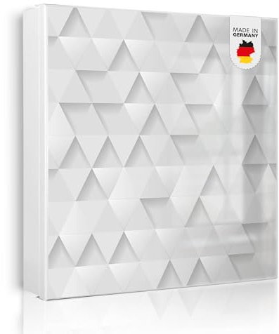 banjado Großer Schlüsselkasten Metall - Schlüsselbox 30x30cm beschreibbarer mit 32 Haken - Schlüsselkasten modern für Schlüsselaufbewahrung - Korpus Weiß Scharnier Rechts - Motiv Weisse Dreiecke