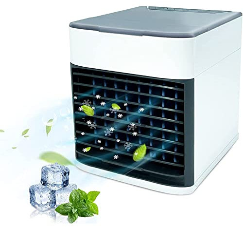 VVLXRIC Ventilador con Hielo Bajo Consumo - Enfriador De Aire 4 En 1 Aire Acondicionado Portatil Coche - Utilice Solo Agua Limpia Ventilador Evaporativo - para La Oficina De Viajes Familiares