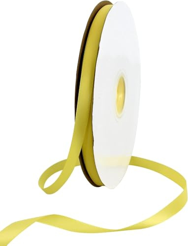 TONIFUL Satin Geschenkband 10mm x 91m, Gelb Geschenkverpackungsband für Geschenkverpackung Weihnachten Geburtstag Hochzeit DIY Dekoration