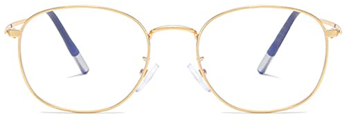 MAGIMODAC Damen Lesebrille Metall Blaulichtfilter Lesebrillen Oval Nerd Lesehilfe Sehhilfe Lesebrille Computerbrille mit Sehstärke 1.0+ 1.5+ 2.0+ 2.5+ 3.0+ 3.5+ 4.0(Golden 1.50)