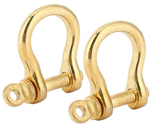 2 st skruvstift ankarbygel, D-ringbojor, ren mässing U-typ bricka nyckelring krok gyllene anslutningsspänne 10 mm