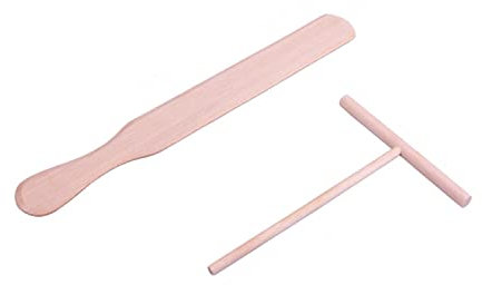 LATRAT Pack of 2 Crepe Dough Spreaders, Crepes Distributors + Spatula, for Crepes Crepes in the Pan Wooden Crepe Maker Pancake Tool (B)