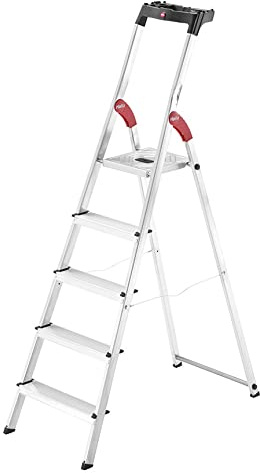 Escabeau Hailo L60 sécurisé pliable - 5 marches - 2.81m - en alu ultra léger