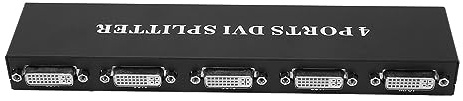 DVI Splitter, 1 in 4 Out 1080P HD Verlustfreier DVI Splitter Distribution Duplicator Video Splitter für PC Laptop HDTV Projektor (EU-Stecker)