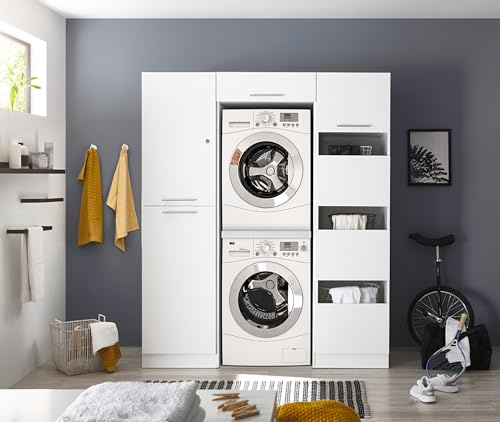 respekta HWRSET10 Armoire pour machine à laver et sèche-linge 167 cm Blanc Clara