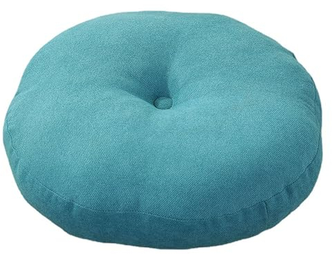 LZTENRETO Groß Runde Sitzkissen,Flachs Leinen Japanischer Stil Superdick Boden-Kissen Meditations-Kissen Futons für Yoga Balkon Tatami Innen Außen Stuhl-Kissen (Blau-1,47x47x17cm)