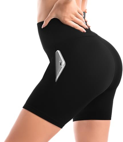 Leafigure High Waisted Cycling Shorts Women with Pockets | Tummy control, Buttery Soft Biker Shorts, Opaque, Womens Gym Shorts for Sport Yoga Running