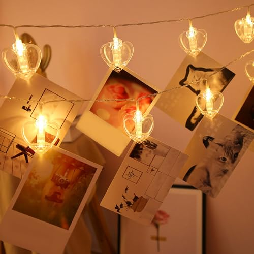 Led Lichterkette mit Klammern für Fotos Zimmer Deko,Fotoclips Lichterkette mit 20 Klammern Bilder Aufhängen String Lichter,10ft Led Batteriebetrieben Foto Lichterkette Fotogirlande…