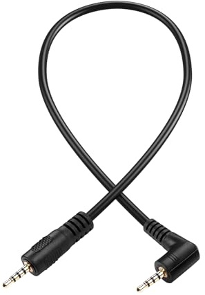 PNGKNYOCN Right Angle 2.5mm Audio Aux Cable，90 Degree 2.5mm Male to Male TRRS Stereo Headset Headphone Jack Connector Cable for Headset Headphone Microphone (90 Degree to Straight, 0.3M)