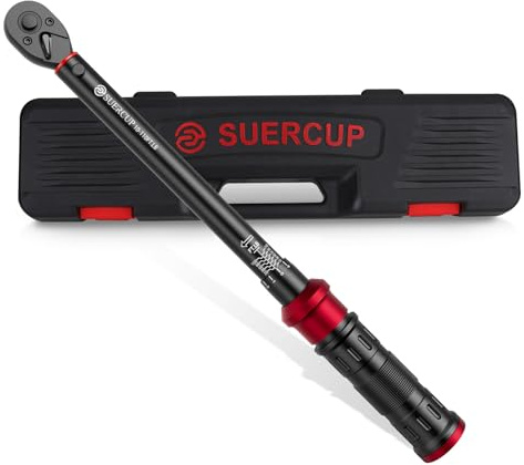 SUERCUP Drehmomentschlüssel mit 3/8-Zoll-Antrieb, 13,6-149,2 Nm, zweifach einstellbarer 72-Zahn-Klick-Drehmomentschlüssel für Fahrrad-, Motorrad- und Autowartung