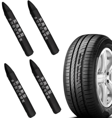 HFLWYWD Tire Marking Paint Crayon, 4pcs Oil Resistant Tire Crayon,Multi-Surface Marking Tire Marking Chalk,Waterproof Tire Crayon Marker,Fade Resistant Tire Marking Crayon,Tire Marker Drawing Crayons