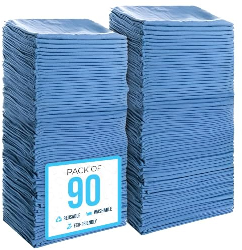 Simpli-Magic Cotton Shop Towels 14x12 (90 Pack) – Reusable Cleaning Shop Rags for Automobiles, Industries, Garage and Homes (Blue)
