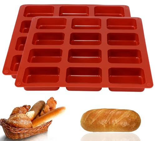 2 Pcs Non-Stick Mini Loaf Pan, Silicone Bread Baking Molds for Mini Loaves, Brownies, Cornbread, Cheesecakes