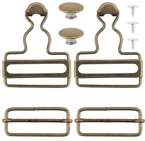 FERCAISH 2 Sätze Latzhosen Clips Ersatz, Metall Latzhosenschnallen mit Schiebeschnalle, Hosenträger Schnallen für Strapse Hose Jacken Jumpsuits Kinder- Overall (38mm Bronze)