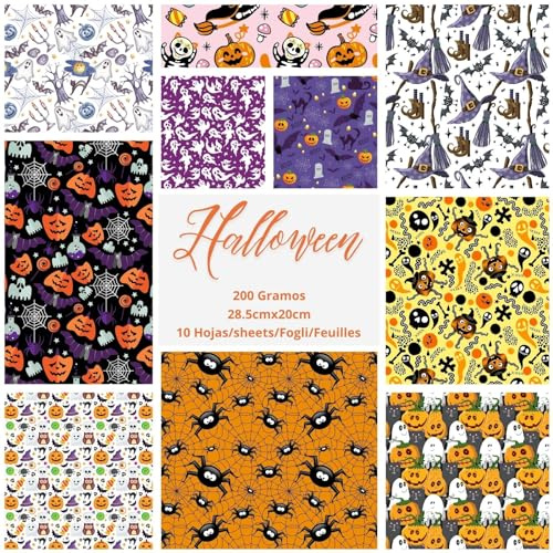 ASENME Scrapbook – Bastelarbeiten, Scrapbook-Blätter Papier (Halloween, 10 Einheiten)