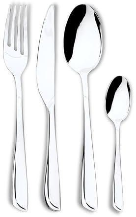 Lebrun Couverts CHAPAS - Ménagère 24 pcs - Style Cabine de plage - Service de table pour 6 personnes - 6 couteaux – 6 fourchettes de table – 12 cuillères à café - Couvert Inox 18.0