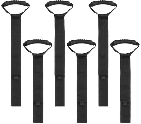 sourcing map 6pcs Extension Cord Holder Organizer, Storage Straps, 560/710mm / 22/28 Inches Sturdy Garage Hanging Carrying Straps with Handle for Power Cords, Cables, Hoses, Ropes, Black