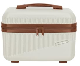 travelite Handbagageväska 4 x 34 liters små hjul BALI Bagageserie: ABS hårt skal vagn uppfyller dimensionerna på IATA-kabinbagage, 55 cm, vit/konjak, Beautycase 36 cm, Hård skönhetsväska
