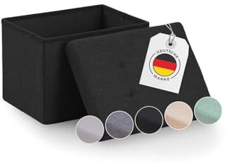 Blumtal Sitzbank mit Stauraum - Truhenbank mit Stauraum 41x31x31 cm - Sitztruhe mit Stauraum - Sitzwürfel - Aufbewahrungsboxen - Sitzbank klein - Polsterhocker - Kisten Aufbewahrung mit Deckel Schwarz