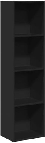 vidaXL Bücherregal, Bücherschrank Regal mit Stauraum, Standregal für Wohnzimmer Büro, Büroregal Aktenregal Aufbewahrungsregal, Schwarz Holzwerkstoff
