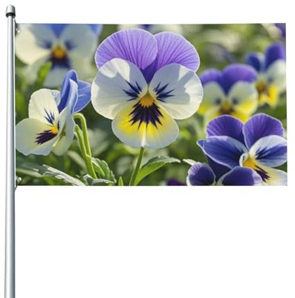 Flaggen, 60 x 90 cm, doppelseitiges Banner, Stiefmütterchen, Blumen, 200D, schwere Dekoration, Outdoor-Flagge, Willkommensflaggen mit Messingösen, Gartenflagge für Hochzeit, alle Jahreszeiten