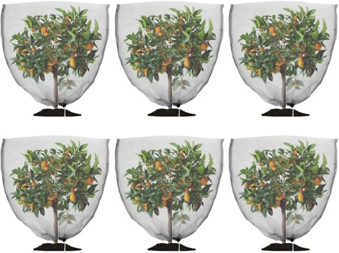 M METERXITY 6-Pack Garden Plant Netting, 3.3 x 3.3 Feet Fruit Trees Bird Netting W Drawstring for Protect Plant Flower from Bird Eating Blueberry Bush Netting Cover [Black]