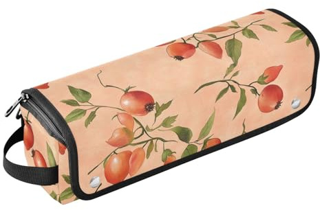 Organiseur d'outils 2 en 1 avec tapis amovible résistant à la chaleur et à la poussière pour fer à boucler, fer à lisser, sèche-cheveux plat, rose musquée fraîche, fruits et terre cuite