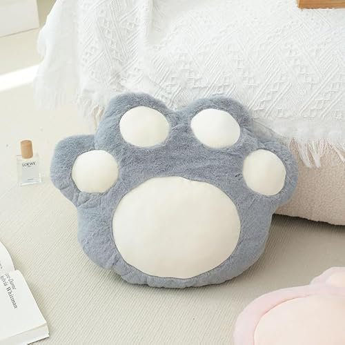Ueiwffzo Katzenpfoten Kissen, Kuschelkissen Kinder Sitzkissen Plüsch Kissen Aesthetic Dekokissen Flauschig Dekokissen Mit Füllung, Kinderkissen, Zierkissen für Sofakissen Schlafzimmer Deko (Grau)